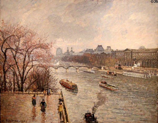 The Louvre, Morning Rainy Weather painting (1900) by Camille Pissarro at Corcoran Gallery of Art. Washington, DC.
