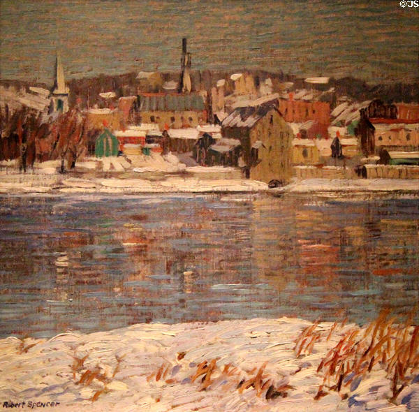 Across the Delaware painting (before 1921) by Robert Spencer at The Phillips Collection. Washington, DC.