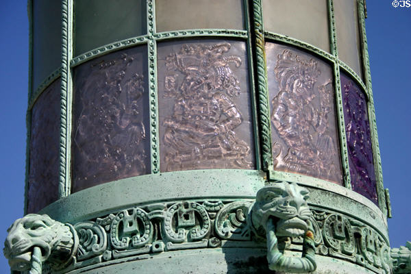 Mayan glass panels in lamp in front of OAS building. Washington, DC.