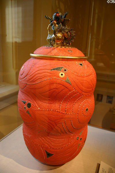 Orange earthenware vessel (2000) by Ralph Bacerra in Renwick Museum. Washington, DC.