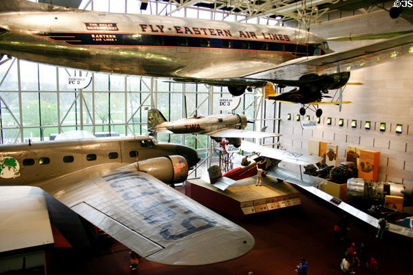 Collection of commercial aircraft in Air & Space Museum. Washington, DC.