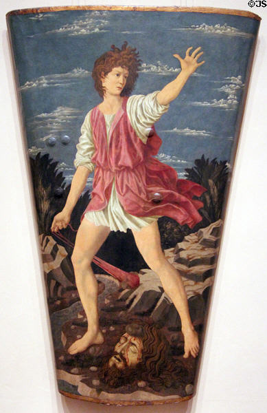 David with Head of Goliath painting (c1450-5) by Andrea del Castagno of Florence at National Gallery of Art. Washington, DC.