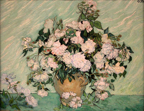 Roses painting (1890) by Vincent van Gogh at National Gallery of Art. Washington, DC.