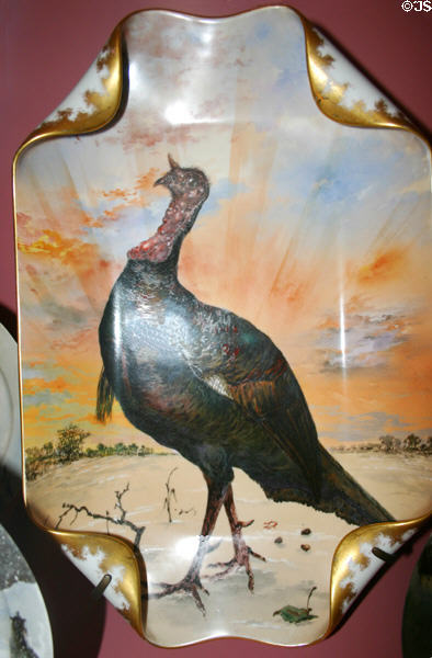 Serving plate with painting of turkey from White House of Rutherford B. Hayes (1877-81) in American History Museum. Washington, DC.