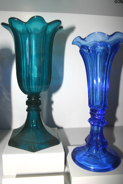Glass vases from New England (mid 19thC) in American History Museum. Washington, DC.
