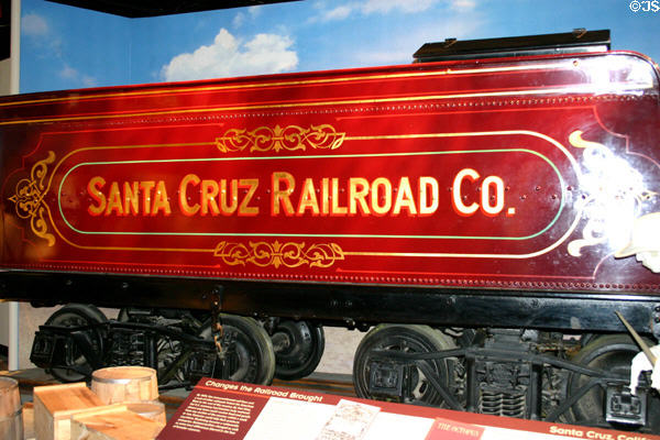 Tender of Jupiter steam locomotive run by the Santa Cruz Railroad Co in American History Museum. Washington, DC.