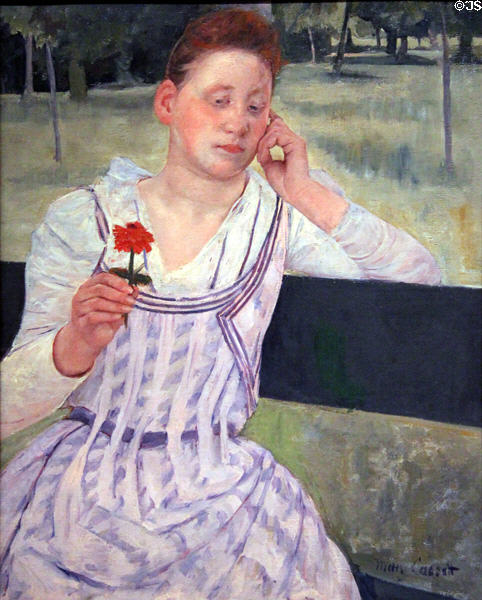 Woman with Red Zinnia painting (1891) by Mary Cassatt at National Gallery of Art. Washington, DC.