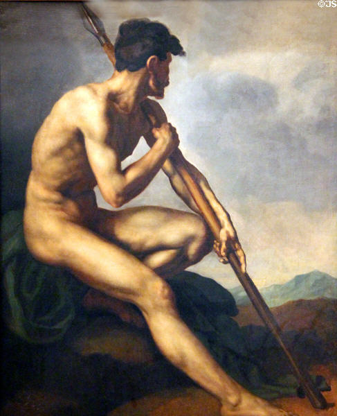 Nude Warrior with a Spear painting (c1816) by Théodore Gericault at National Gallery of Art. Washington, DC.