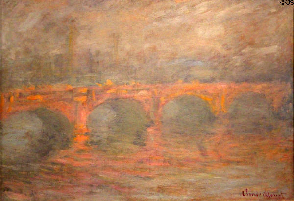 Waterloo Bridge, London, at Sunset painting (1904) by Claude Monet at National Gallery of Art. Washington, DC.