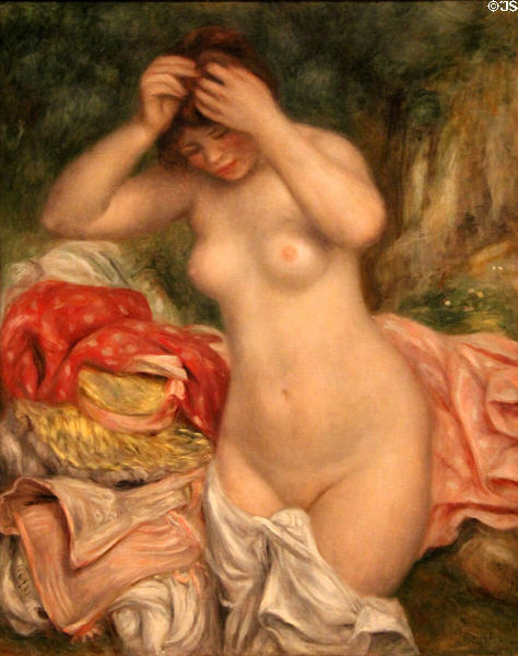 Bather Arranging Her Hair painting (1893) by Auguste Renoir at National Gallery of Art. Washington, DC.