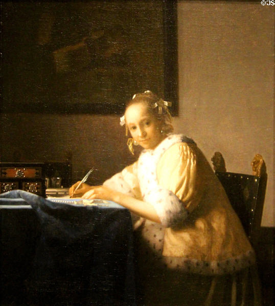 Lady Writing painting (c1665) by Johannes Vermeer at National Gallery of Art. Washington, DC.