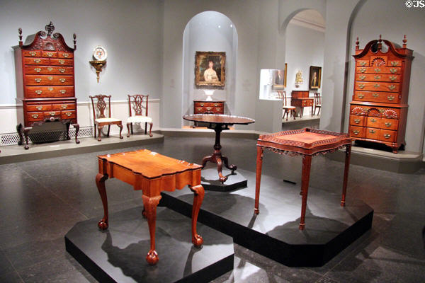 Gallery of early American furniture at National Gallery of Art. Washington, DC.