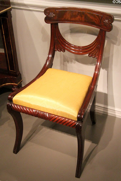 Mahogany sidechair with draped back (1810-25) from Boston at National Gallery of Art. Washington, DC.