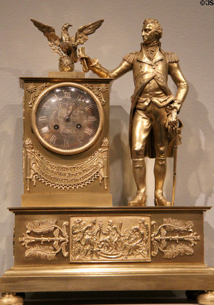 Mantel clock featuring George Washington (1815-9) by Jacques Nicolas Pierre François Dubuc of Paris at National Gallery of Art. Washington, DC.