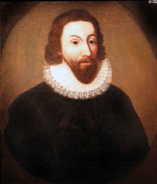 John Winthrop, governor of Massachusetts painting by unknown at National Portrait Gallery. Washington, DC.