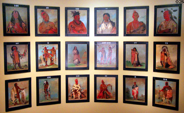 Collection of American native portrait paintings (1830-6) by George Catlin at National Portrait Gallery. Washington, DC.