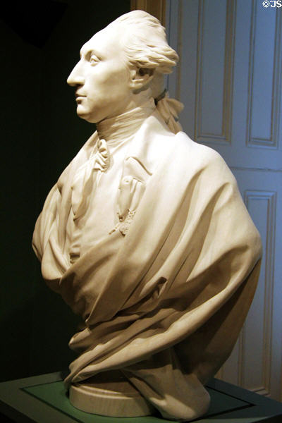 Marquis de Lafayette marble bust (1871 after c1786 original) by unknown after Jean-Antoine Houdon at National Portrait Gallery. Washington, DC.