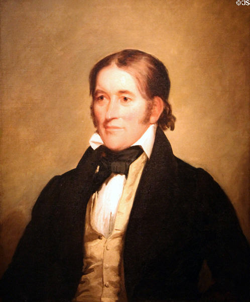 Davy Crocket, pioneer portrait (1834) by Chester Harding at National Portrait Gallery. Washington, DC.