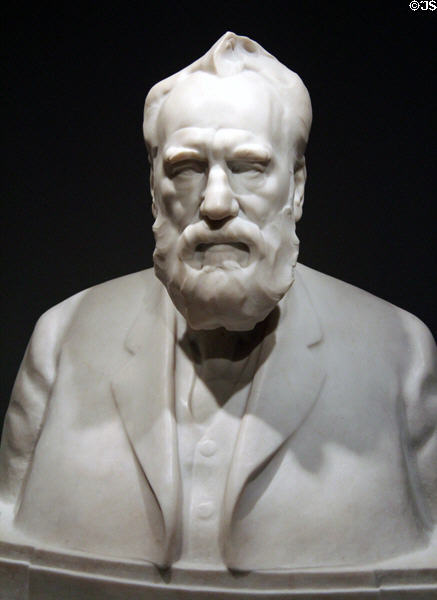 Alexander Graham Bell, telephone inventor marble bust (1922) by Moses Wainer Dykaar at National Portrait Gallery. Washington, DC.