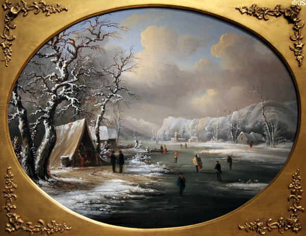 Winter Skating in New Jersey painting (1847) by Régis François Gignoux at Smithsonian American Art Museum. Washington, DC.