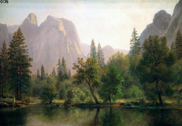 Cathedral Rocks, Yosemite Valley painting (1872) by Albert Bierstadt at Smithsonian American Art Museum. Washington, DC.