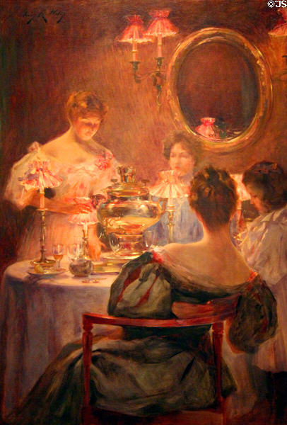 Russian Tea painting (1896) by Irving R. Wiles at Smithsonian American Art Museum. Washington, DC.