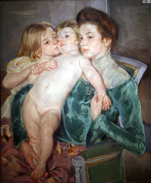 The Caress painting (1902) by Mary Cassatt at Smithsonian American Art Museum. Washington, DC.