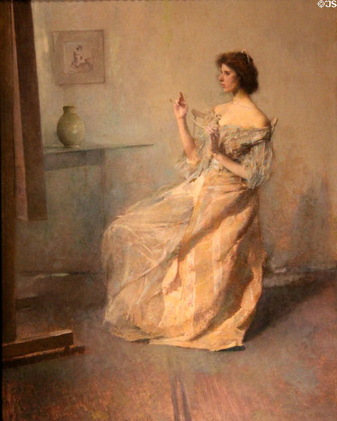 The Necklace painting (c1907) by Thomas Wilmer Dewing at Smithsonian American Art Museum. Washington, DC.