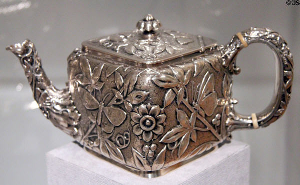 Silver creamer in Japanese style (c1881) by Dominick & Huff of New York City at Smithsonian American Art Museum. Washington, DC.