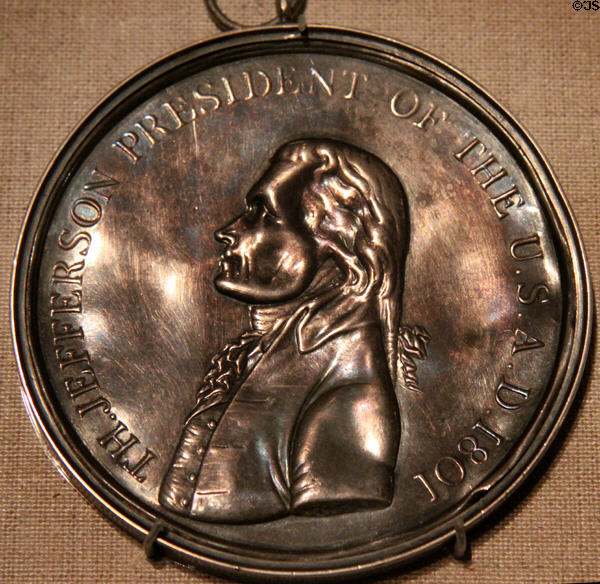 Thomas Jefferson silver medal (1801) by Robert Scott at Smithsonian American Art Museum. Washington, DC.