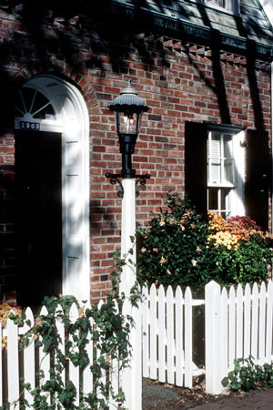 Georgetown house with white picket fence. Washington, DC.