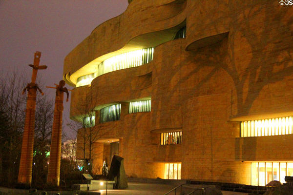 National Museum of the American Indian at night. Washington, DC.
