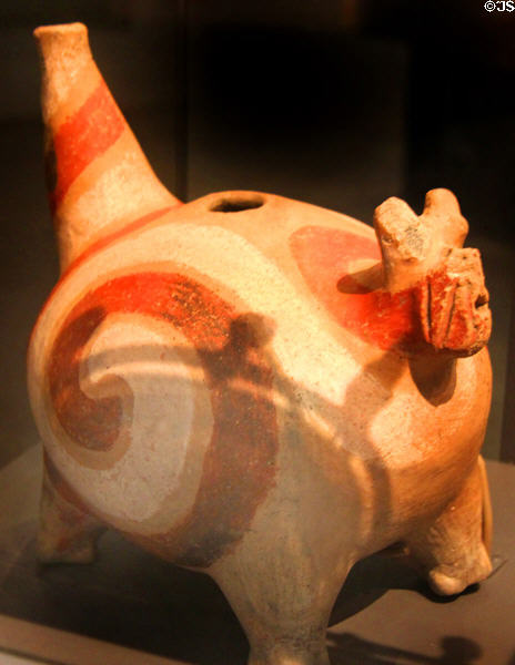 Late Mississippian vessel in form of Underwater Panther (1400-1600) from Rose Mound, Arkansas at National Museum of the American Indian. Washington, DC.