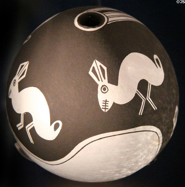 Acoma ceramic seed jar with rabbit design (1979) by Emma Lewis of Acoma Pueblo, NM at National Museum of the American Indian. Washington, DC.