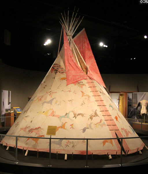 Lakota muslin cloth tipi (c1890-1910) from the Dakotas at National Museum of the American Indian. Washington, DC.