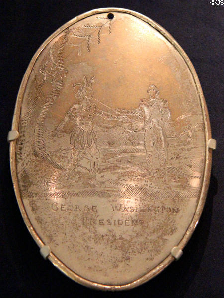 George Washington silver peace medal (1792) at National Museum of the American Indian. Washington, DC.