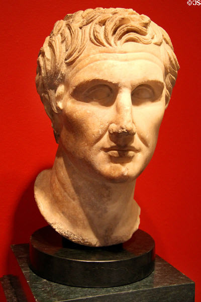 Greek dramatist Menander marble bust (Roman 1stC copy of 3rdC BCE Greek original) at Dumbarton Oaks Museum. Washington, DC.