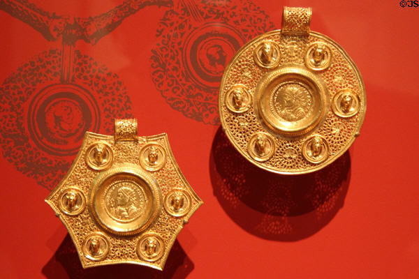 Roman gold pendants with image of Constantine I (4thC) at Dumbarton Oaks Museum. Washington, DC.