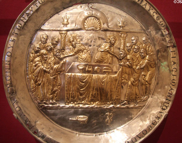 Early Byzantine silver Paten for Eucharist from Riha hoard (565-78) at Dumbarton Oaks Museum. Washington, DC.