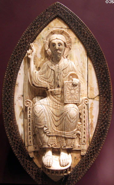 Romanesque ivory Christ enthroned from Reliquary of St Aemilianus (1060-80) at Dumbarton Oaks Museum. Washington, DC.