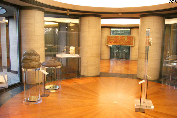 Circles of pillars of Philip Johnson's Pre-Columbian Galleries at Dumbarton Oaks Museum. Washington, DC.