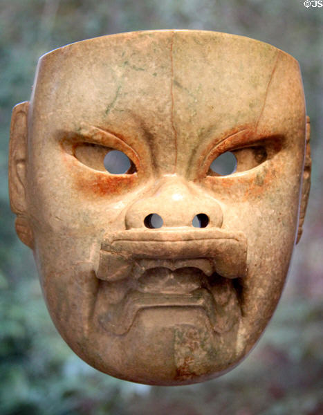 Olmec jadeite mask (900-300 BCE) from Mexico at Dumbarton Oaks Museum. Washington, DC.