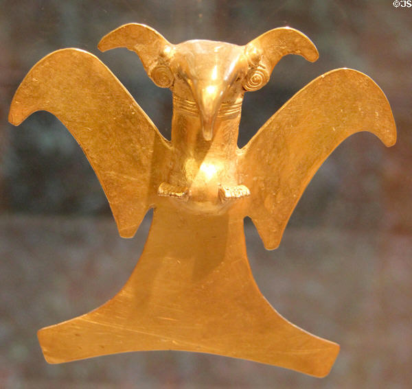 Veraguas gold eagle pendant (700-1500) from Costa Rica at Dumbarton Oaks Museum. Washington, DC.