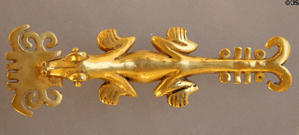 Coclé gold crocodile pendant (700-1000) from Costa Rica at Dumbarton Oaks Museum. Washington, DC.