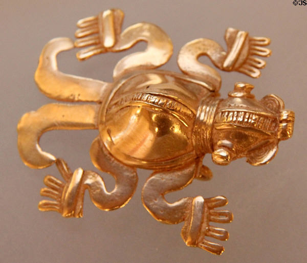 Coclé gold frog pendant (500-1300) from Costa Rica at Dumbarton Oaks Museum. Washington, DC.