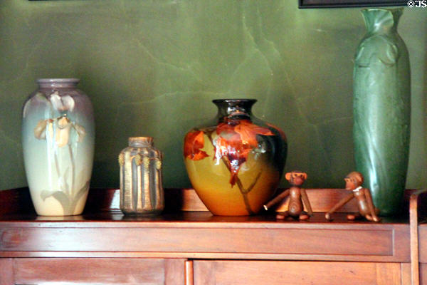 Rookwood & other ceramic vases at Tudor Place. Washington, DC.