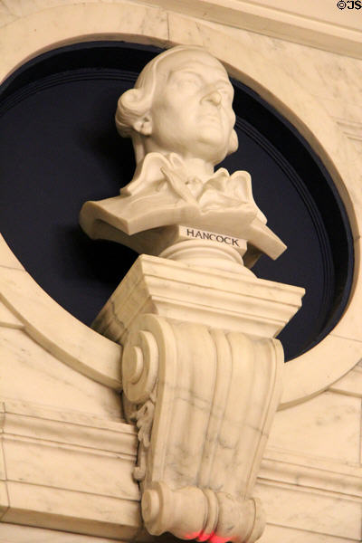 Bust of John Hancock in Pennsylvania Foyer at DAR Memorial Continental Hall. Washington, DC.