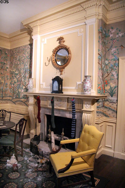 Fireplace in New York period parlor (1820s) at DAR Memorial Continental Hall. Washington, DC.