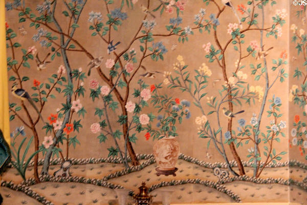 Reproduction Chinese-style hand painted wallpaper in New York period parlor (1820s) at DAR Memorial Continental Hall. Washington, DC.