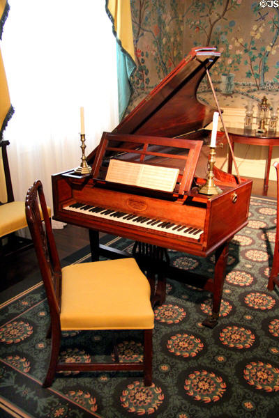 Mahogany grand piano (1806) by John Broadwood & Sons of London, England in New York period parlor (1820s) at DAR Memorial Continental Hall. Washington, DC.